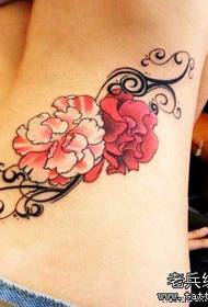 γυναίκα μέση σέξι μοτίβο τατουάζ λουλουδιών