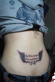piccola bellezza sexy in vita ed elegante foto di tatuaggi con ali inglesi