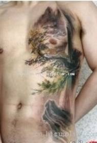 nois cintura bon aspecte paisatge pintura tatuatge