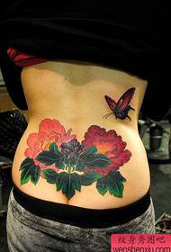 Tattoo შოუს სურათი რეკომენდირებულია ქალის წელის პეონის პეპლის ტატუირების ნიმუში