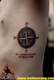 Taille Super Mini Kompass Tattoo-Muster