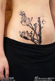 midja vackra bläck plommon tatuering mönster