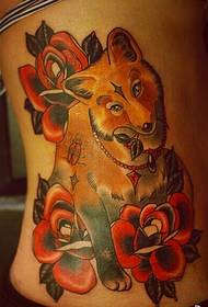 girls waist beautiful and beautiful pet puppy tattoo picture