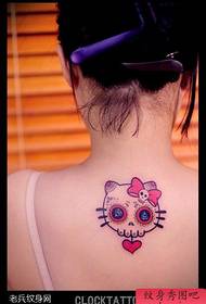 tatuiruotės figūra rekomendavo vieną Moteris atgal animacinis katė tatuiruotė darbą