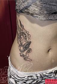 flanka talio horloĝvosto flugiloj tatuaje ŝablono