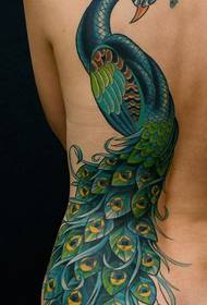 waist beautiful flower peacock tattoo