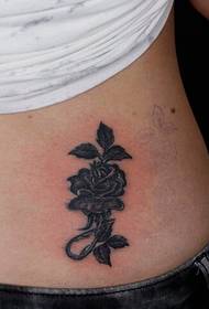 Taille ass keng gutt ausgesinn schwaarz-wäiss rose Tattoo Figur