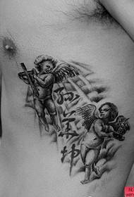 šoninio juosmens angelo tatuiruotės modelis