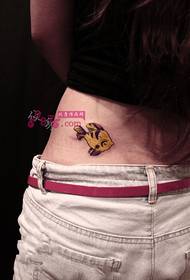 vita posteriore carina piccola immagine gialla del tatuaggio di moda del gracchiante