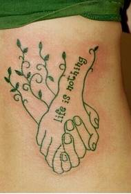 girls waist fresh and beautiful hand-shake tattoo picture