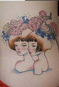 jongens taille mooie zus bloem tattoo foto