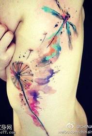 vrou middellyf kleur ink paardebloem tatoeëring tatoeëring werk