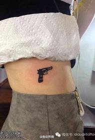 Le tatouage au pistolet à la taille des femmes est partagé par le pavillon de tatouage