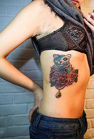 dath waist taobh áilleacht áilleacht tattoo cat ádh