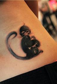 gambar pola tinta tato monyet pinggang
