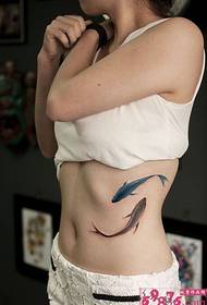 inktkleurige tatoeage foto mei dûbele inkele taille 71013 - Rainbow Windmill Side Taille Fashion Tattoo Picture