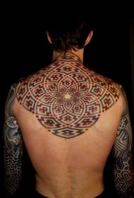 vyriškos nugaros spalvos paslaptingas dekoratyvinis tatuiruotės raštas