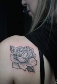 indietro Modello di tatuaggio rosa linea nera europea e americana