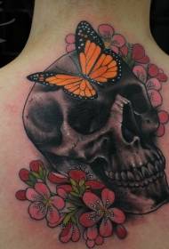 leđa u boji emajla s cvijećem i uzorkom tetovaže leptira