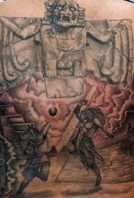 Patrón de tatuaje de estatua tradicional de la tribu Maya