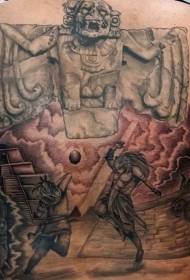 indietro Tribù Maya modello di tatuaggio tradizionale statua