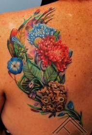 Retour spectaculaire motif de tatouage de fleurs sauvages multicolores