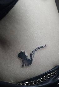 flickans midja tatuering mönster katt