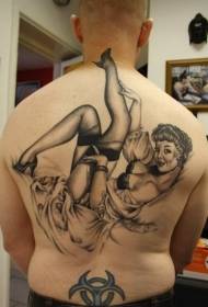 back black retro woman Tattoo pattern