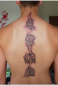 indietro quattro disegni di tatuaggi di geroglifici cinesi