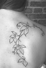 назад проста лінія лінії татуювання рослин