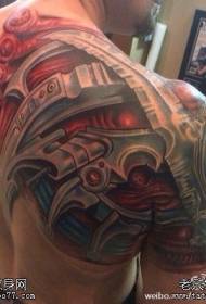 Ar ais 3D Patrún Tattoo Dath múnlaithe