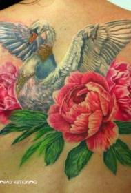 Retro del fantastico cigno colorato con motivo a fiori e gioielli