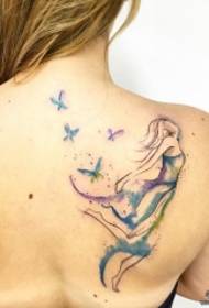 indietro Tatuaggio farfalla a forma di inchiostro splash europeo e americano