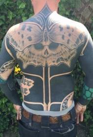 kupu-kupu hitam penuh dipadukan dengan pola tato