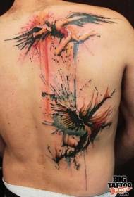 kembali warna indah terbang pola percikan tinta tato Icarus