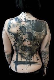 schiena incredibile teschio con motivo tatuaggio ritratto di donna