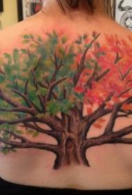 espalda único deseño multicolor patrón de tatuaxe de árbore