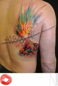 modello di tatuaggio colore big bang stile scienza posteriore