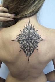 back sting style black pattern na tattoo ng totem star