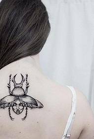 Tilbage europæisk og amerikansk bille portræt sting tatoveringsmønster