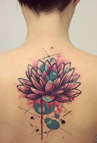 Back lotus splash ink painted tattoo pattern