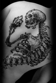 takaisin hämmästyttävä musta paholainen ihmisen luuranko tatuointi malli