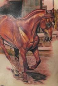 Patrón de tatuaje de caballo pintado de espalda realista