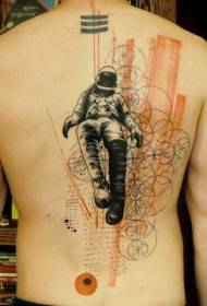terug astronaut en mysterieuze ronde decoratie Tattoo patroon