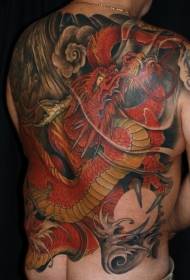 Azijos tradicinio raudonojo drakono tatuiruotės modelis