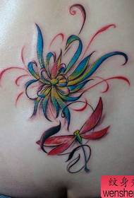 talje tatoveringsmønster: talje farve lotus dragonfly tatoveringsmønster