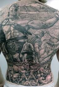 indietro Motivo tatuaggio battaglia di gladiatori dell'era greca