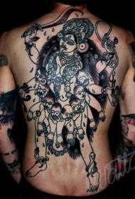 modello classico del tatuaggio posteriore della dea indù nera
