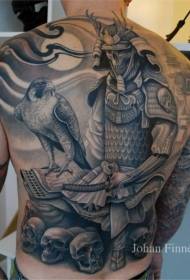 späť Japonská kostra samurajského panciera a tetovací vzor