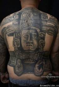 atgal didelis juodos ir baltos genties akmens tatuiruotės raštas